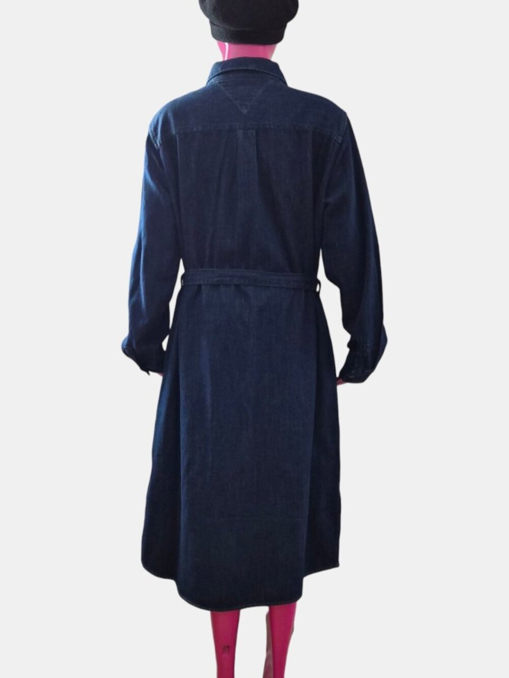 NWT TOMMY HILFIGER DENIM BELTED SHIRTDRESS BUTTON FRONT MIDI SIZE L - Picture 7 of 7